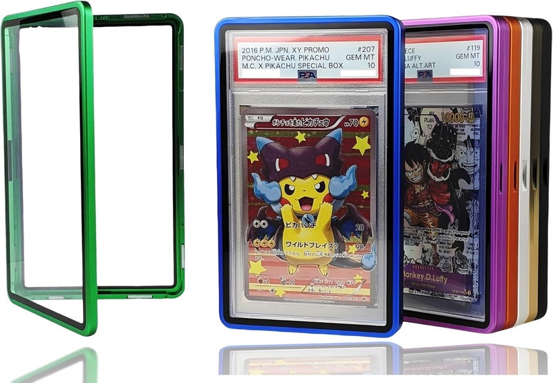 RedCap Magnetic Aluminum Graded PSA Slab Guard UV Resistant Glass 35PT Premium Protector Display Case For Standard PSA CGC Graded Sport Trading Cards - Aurora Green - Image 1